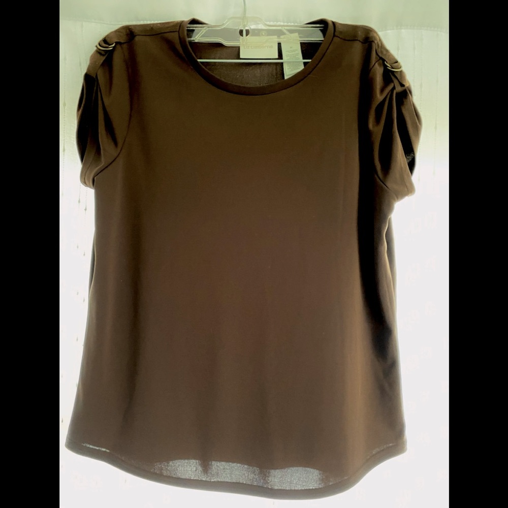 Liz Claiborne brown cap sleeve medium blouse